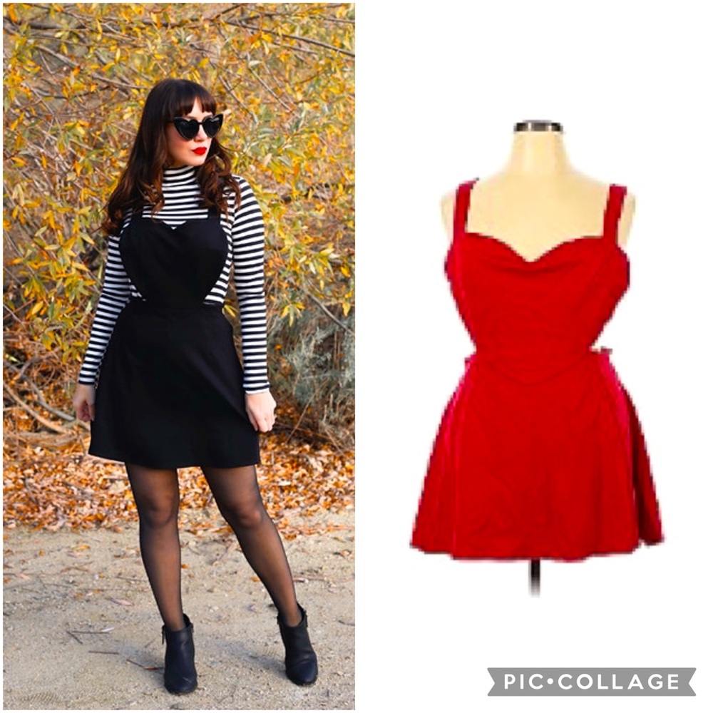 Retrolicious red heart Cupid pinafore jumper dress size 1X